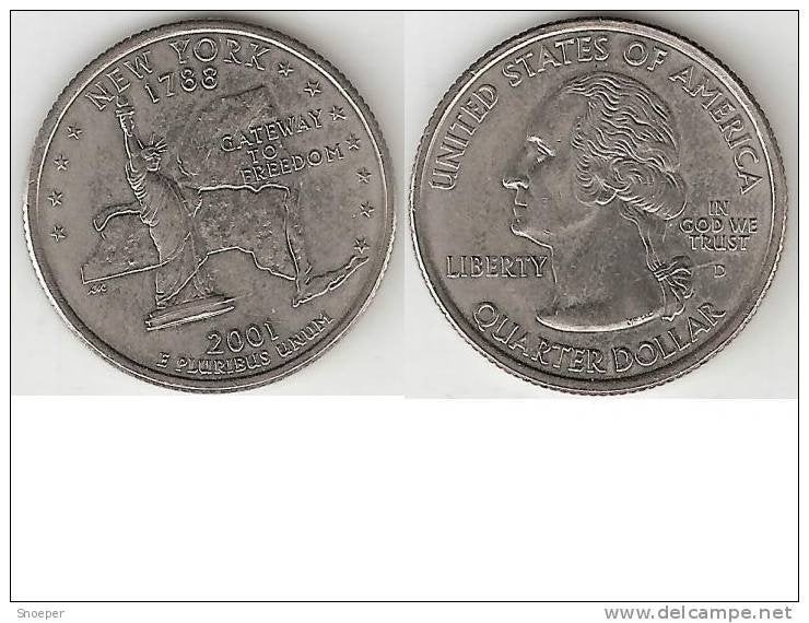 usa 1/4 dollar 2001 d km 318 unc, Ophalen of Verzenden, Noord-Amerika, Losse munt