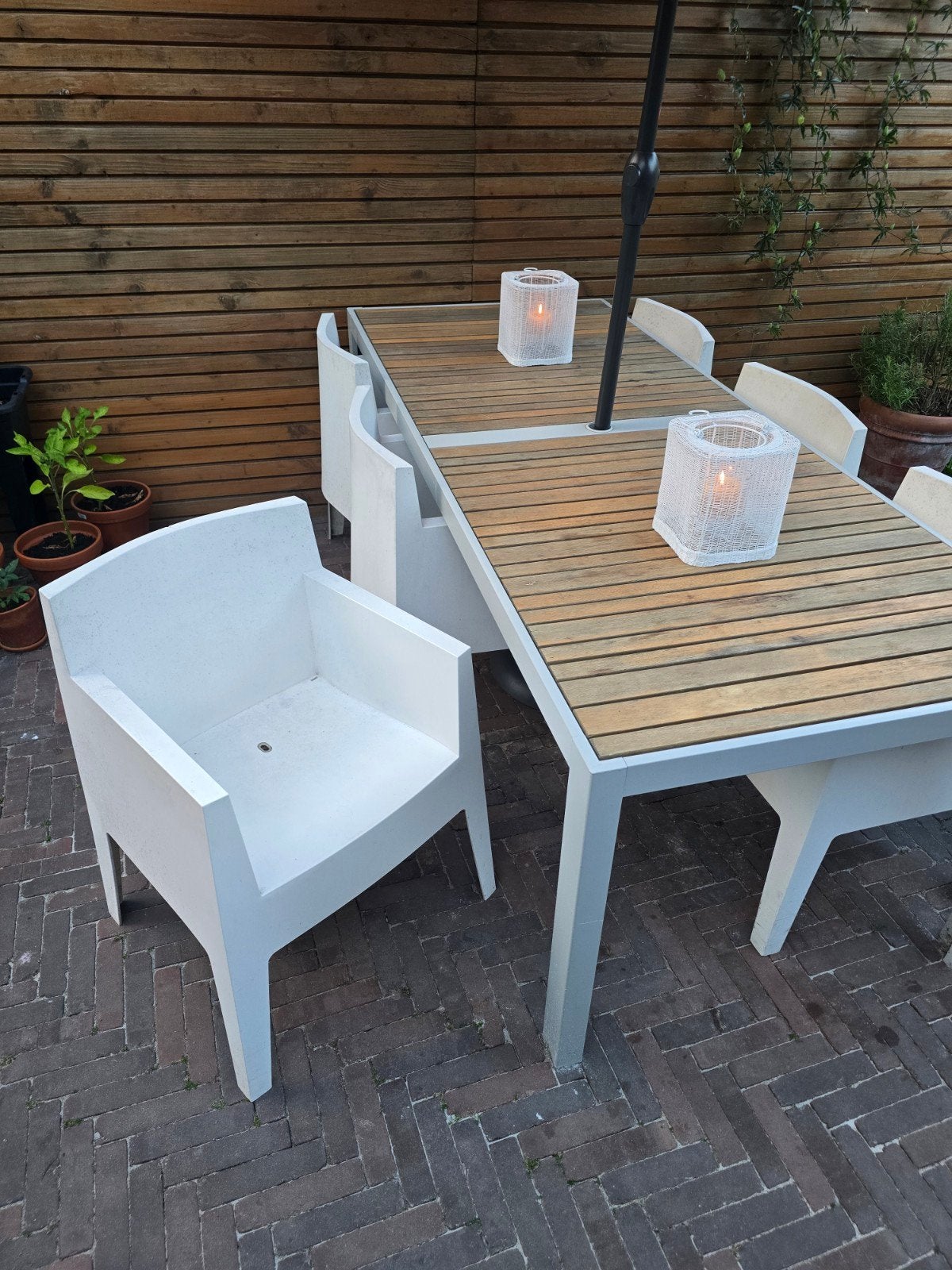 6 Witte Kuipstoelen by Philippe Starck, Atlantide Collection, Kunststof, Gebruikt, Wit, Ophalen of Verzenden