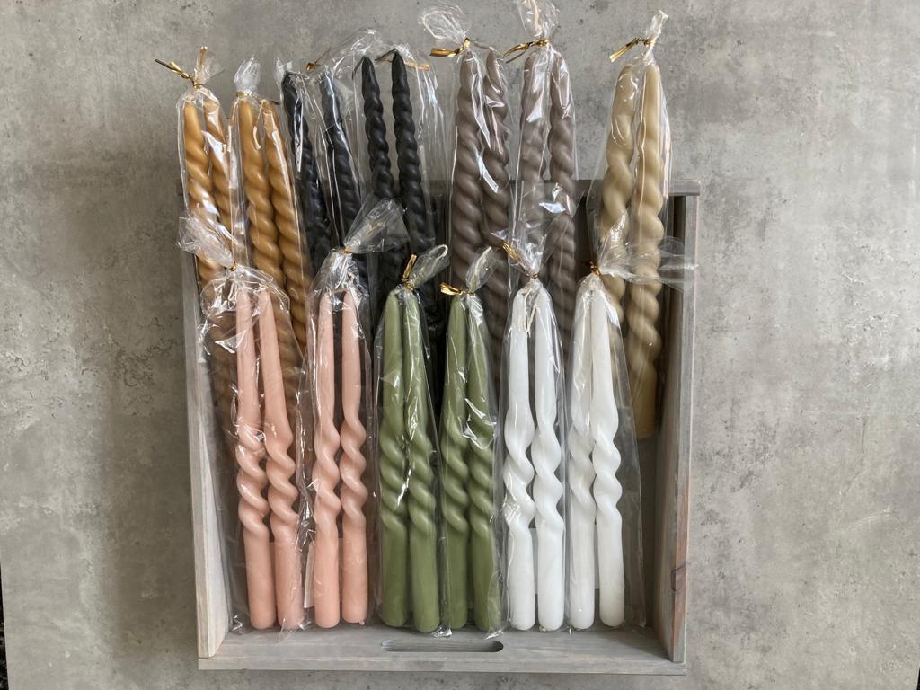 Rustik Lys Swirl -Twist kaarsen Nieuw!, Overige materialen, 25 tot 50 cm, Nieuw, Ophalen of Verzenden