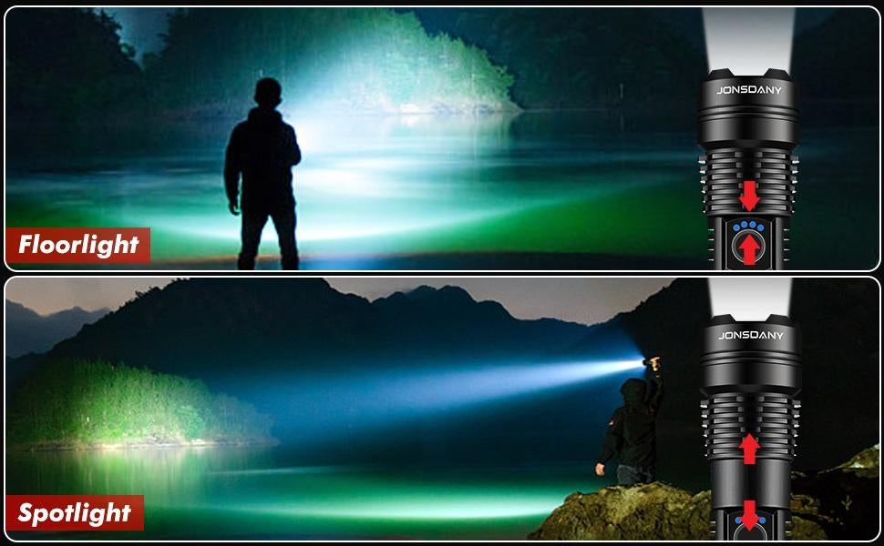 Jonsdany X16A Led zaklamp,  IP68 Waterdicht,5 modi, EVatmaster consulting GmbH, Bettinastrasse 30, 60325, Frankfurt am Main.Germany
