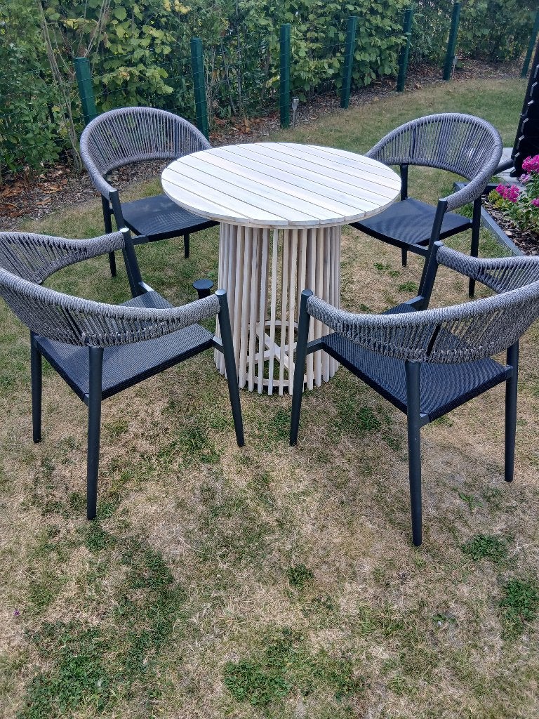 4 Tierra Outdoor Tuinstoelen Vigo antraciet en Tuintafel, Tuin en Terras, Ophalen, Zo goed als nieuw, Rechthoekig, Aluminium
