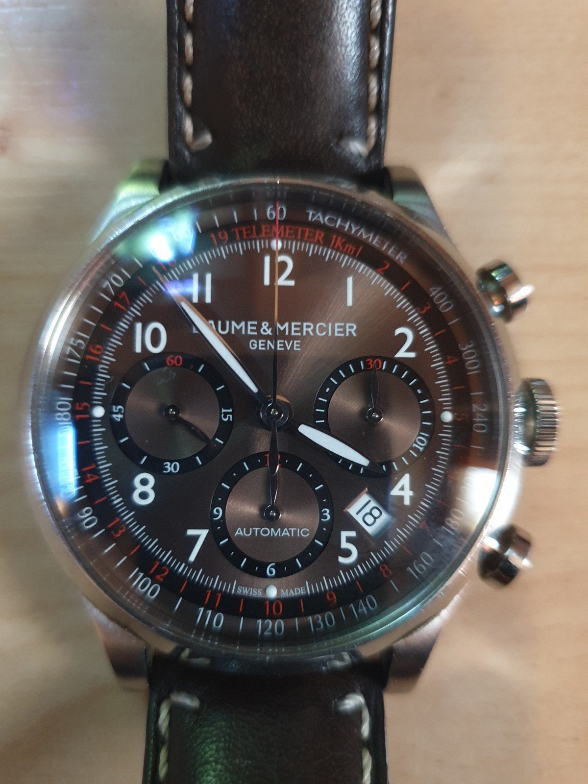 Baume & Mercier Capeland Chronograph 10083, Ophalen, Leer, Overige merken