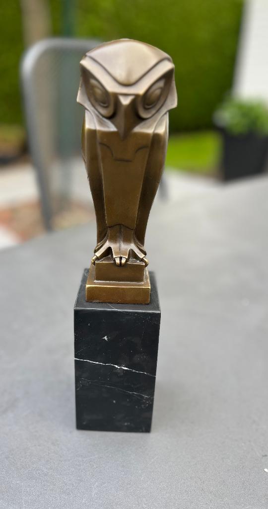 Bronzen beeld van art deco uil. Naar Johan Coenraad Altorf., Art deco, Ophalen of Verzenden, 20 - 50 cm, Beeld