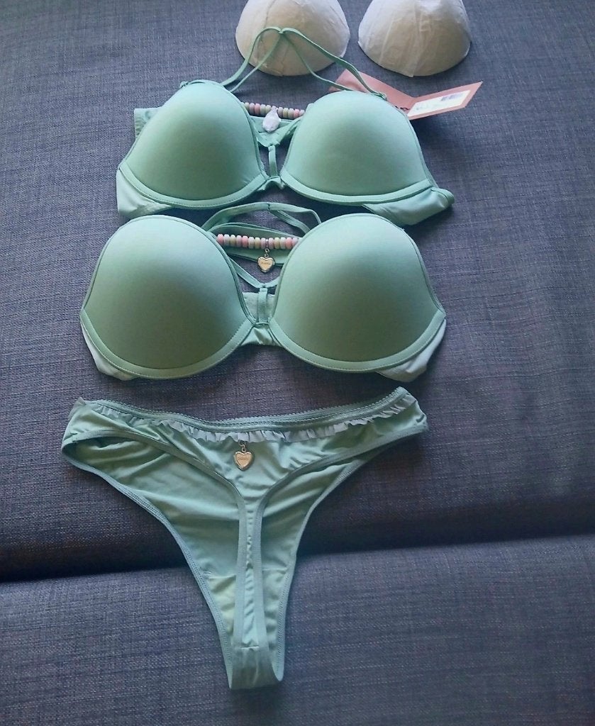 New bra Misia & Coco Push-Up-bra 70C + 70D + thong S, Ophalen of Verzenden, Groen, BH