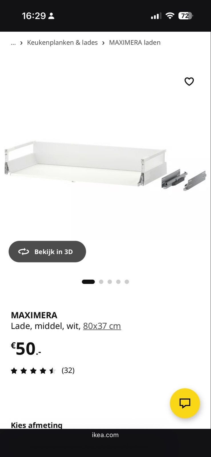 Nieuw ikea MAXIMERA Lade, middel, wit, 80x37 cm, Overige typen, IKEA, Nieuw, Ophalen of Verzenden