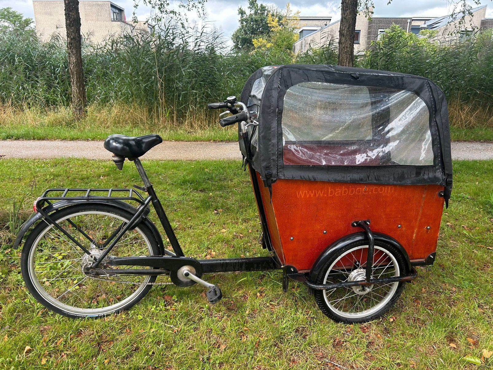 Babboe big bakfiets, Fietsen en Brommers, Fietsen | Bakfietsen, 4 kinderen of meer, Gebruikt, Huif, Trommelrem