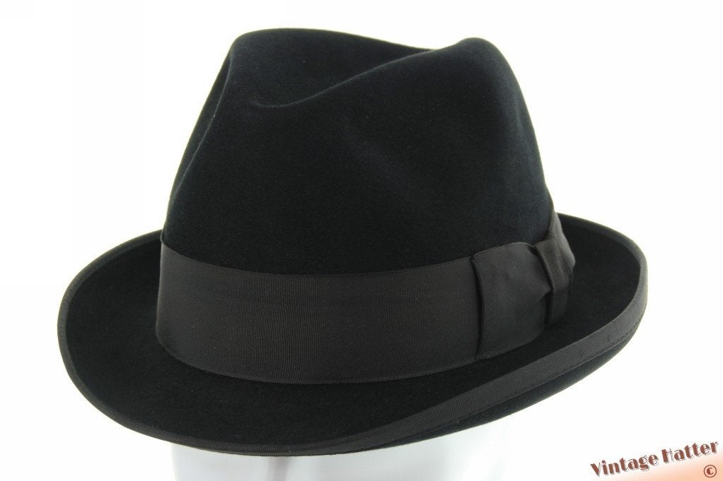 Vintage Gleufhoed Semi-Homburg hoed Wegener Colonel zwart 58, Wegener - Colonel, Hoed, Ophalen of Verzenden, Zo goed als nieuw