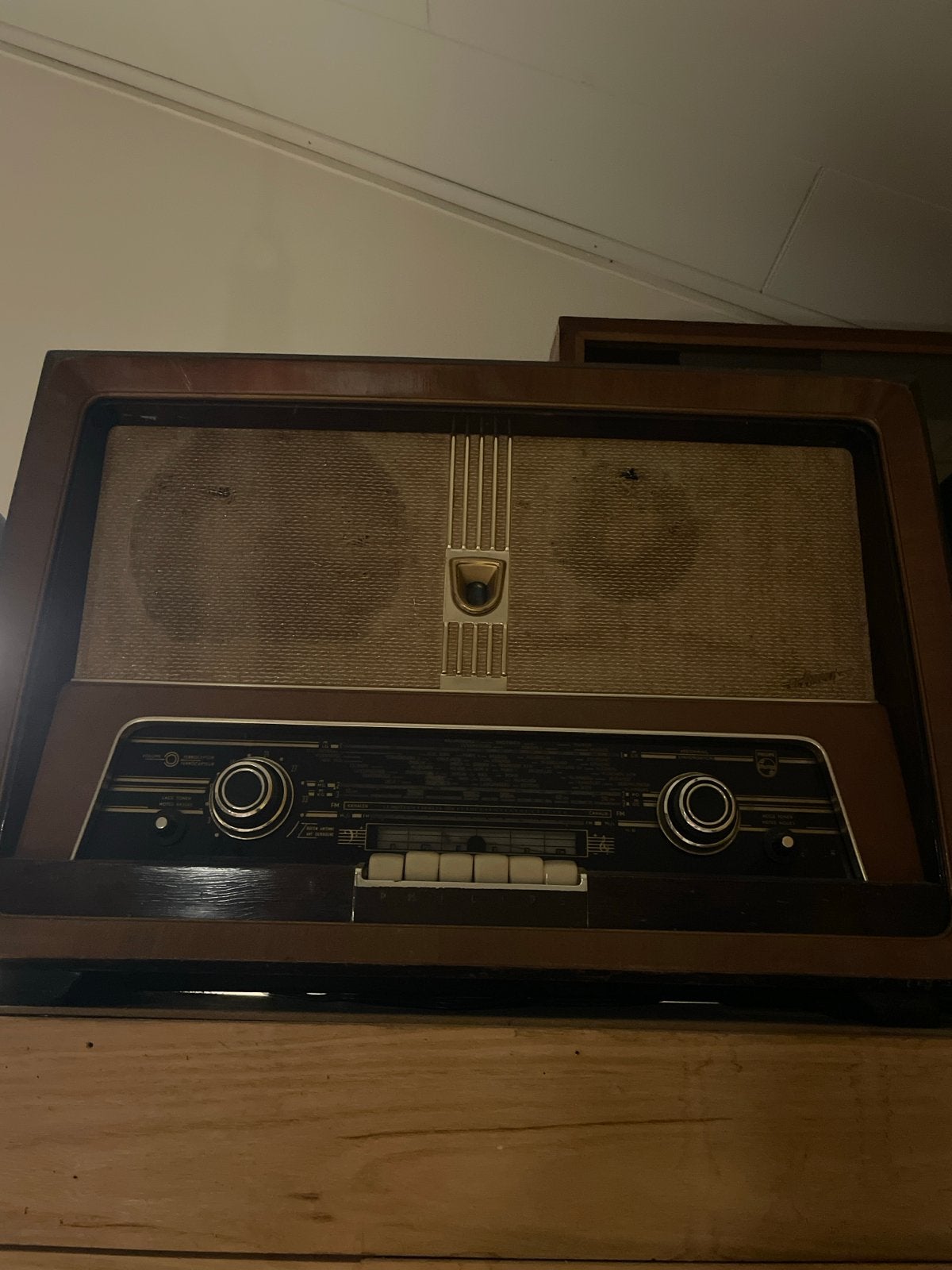 Vintage Philips Bi-Ampli Radio - Jaren '50 buizenradio, Ophalen, Gebruikt, Radio