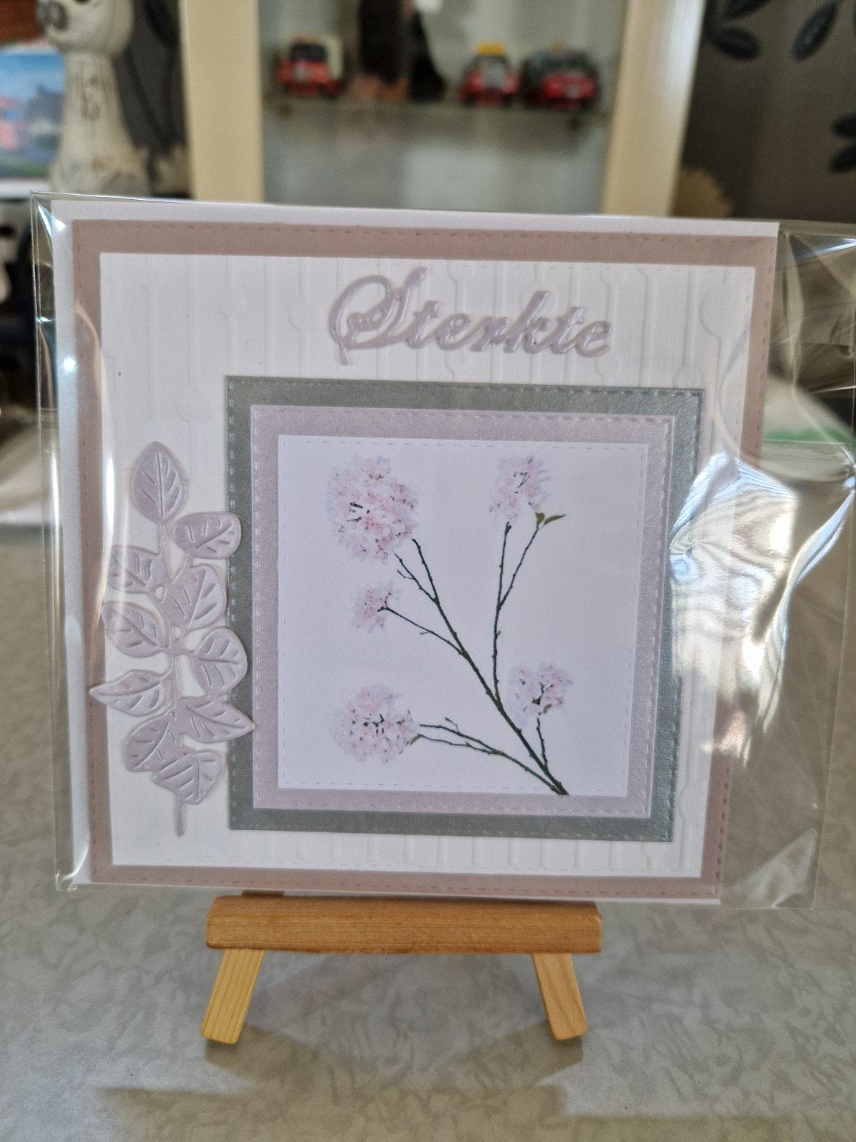 Kaartje condoleance/sterkte lichtroze bloemen, Ophalen of Verzenden, Nieuw, Overige thema's