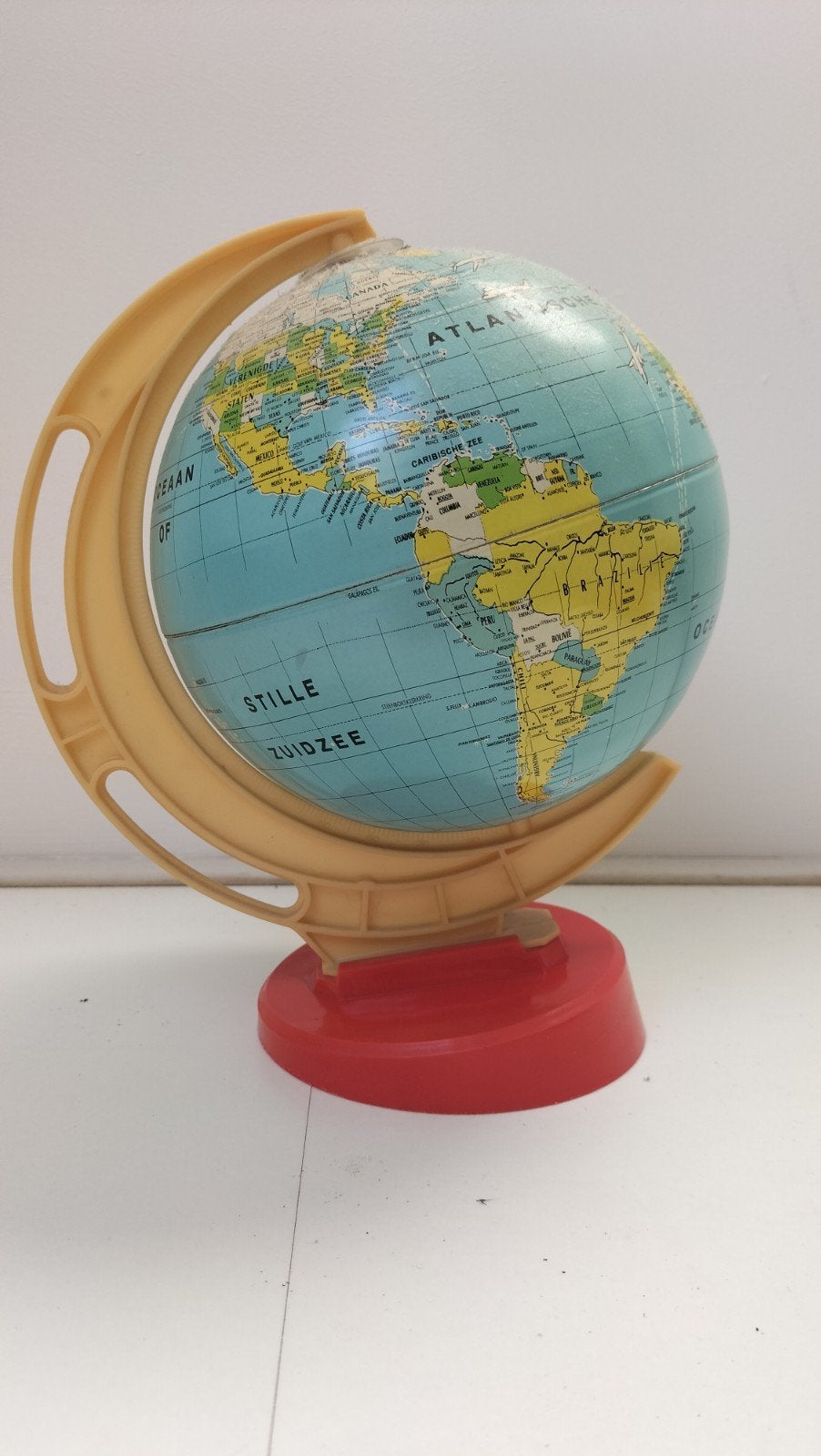 Oude antieke vintage wereldbol topografische wereld bol, Ophalen of Verzenden, Gebruikt