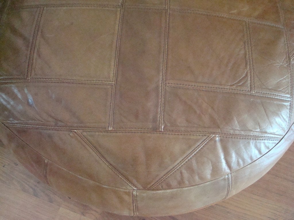 Leren poef - Bruin, Ophalen, Gebruikt, Vintage, Bohemien, Leer