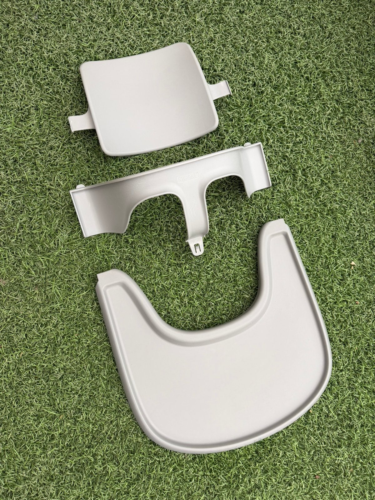 Stokke tafelblad en babyset grijs (storm grey), Ophalen of Verzenden, Gebruikt, Meegroeistoel