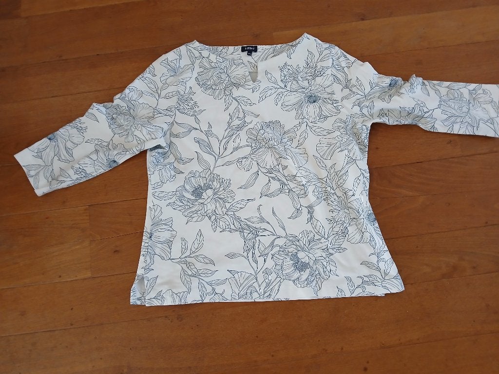 Purdey top, wit met blauwe bloemen, maat XXL, Kleding | Dames, Wit, Maat 46/48 (XL) of groter, Ophalen of Verzenden, Zo goed als nieuw
