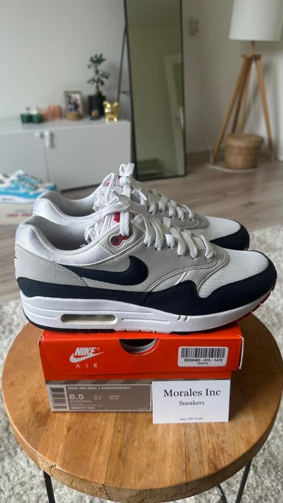 Nike Air Max 1 Anniversary Obsidian (2017) EU 42 top staat, Kleding | Heren, Schoenen, Blauw, Ophalen of Verzenden