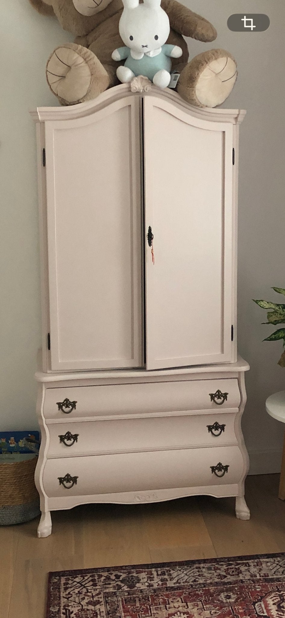 Antieke kabinet kast (gemoderniseerd) met lades - Roze, Huis en Inrichting, Ophalen, 50 tot 100 cm, Sierlijk, antiek, klassiek