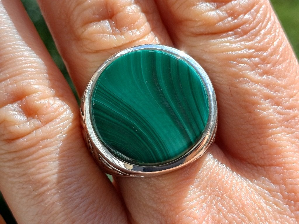 Vanoli 925 zilveren heren ring met malachiet maat 18,75, 18 tot 19, Vanoli, Amsterdam, Nieuw
