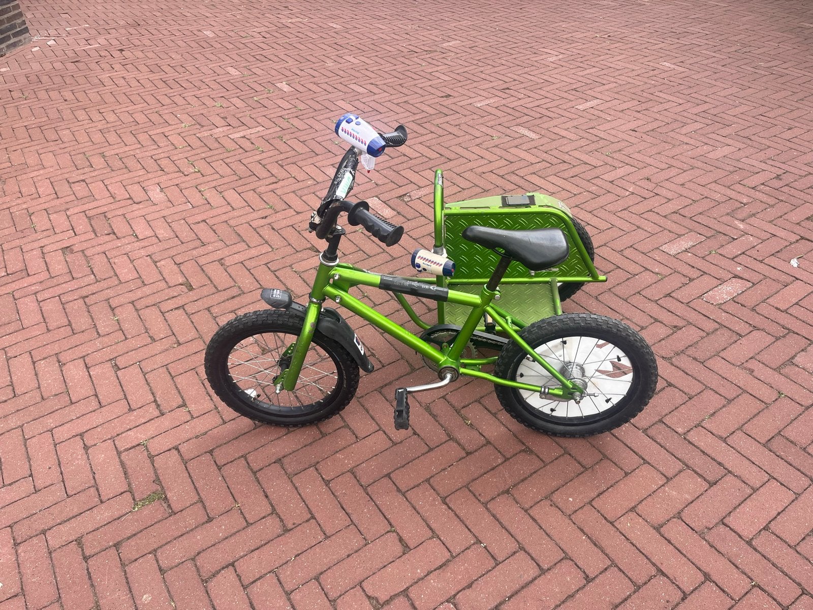 Zijspan fiets voor kinderen - Groen, Ophalen, Gebruikt, 16 tot 20 inch