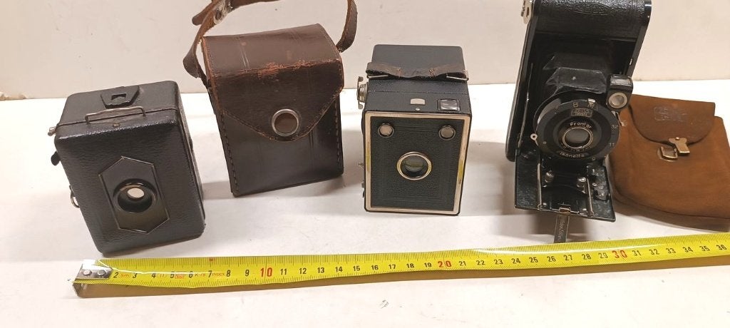 3 interessante alte Fotoapparate aus den 1930 Jahren , Top, Ophalen of Verzenden, Voor 1940, Fototoestel
