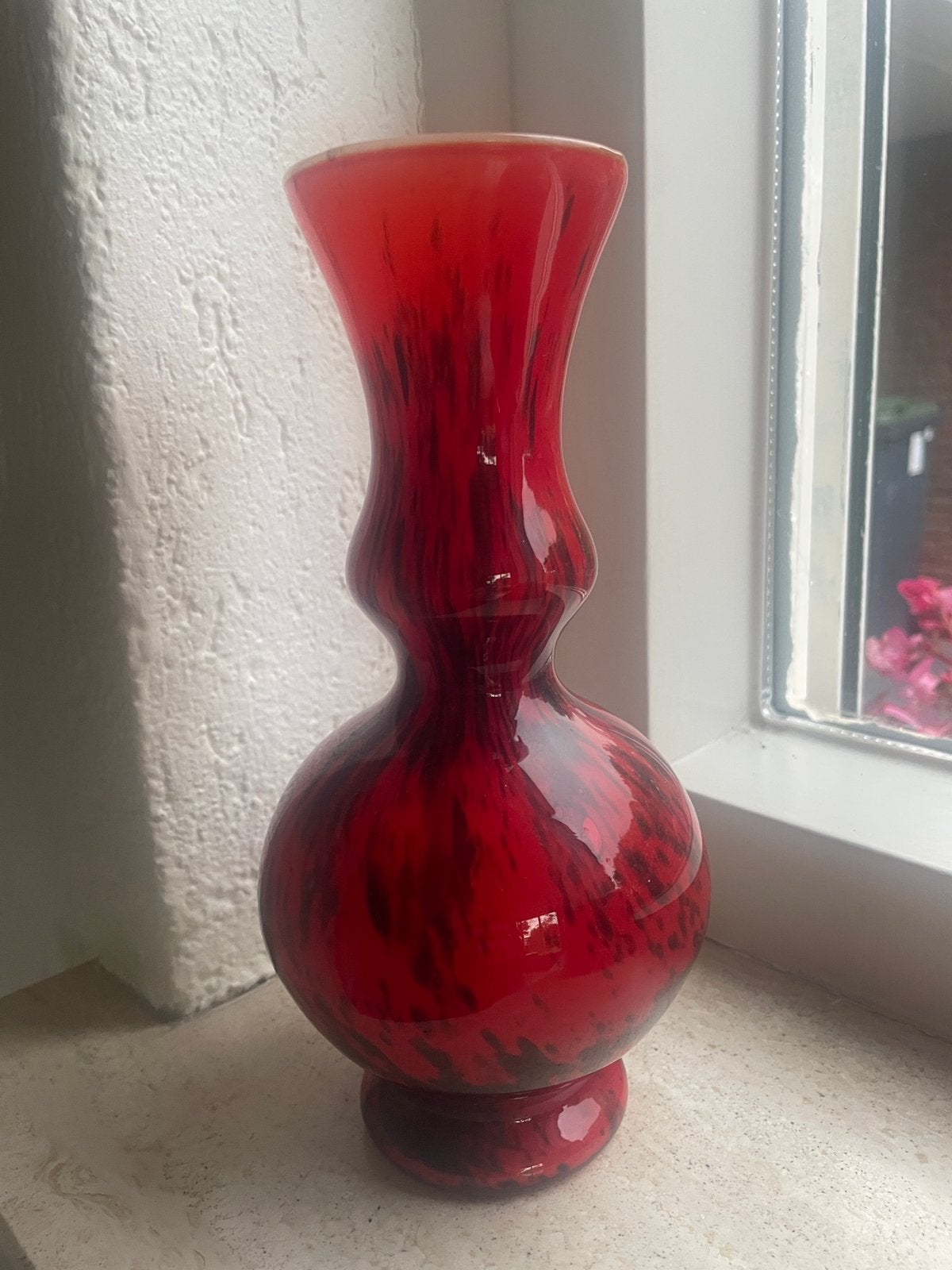 Vaas rood opaline Florence Italiaans, Huis en Inrichting, Ophalen of Verzenden, Rood