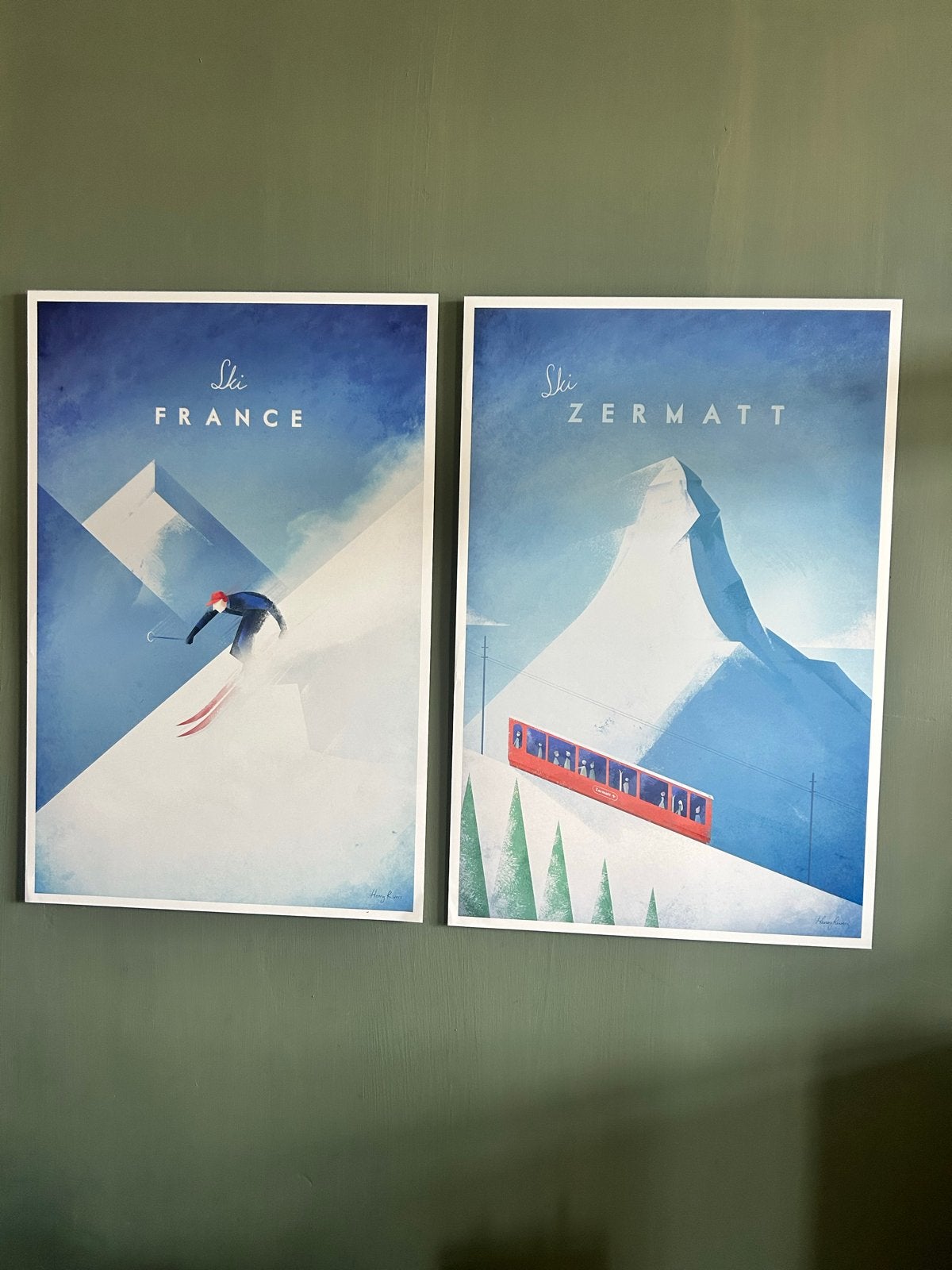 Poster decoratie schilderij ski - Ski France & Zermatt, Ophalen, Rechthoekig Staand, Zo goed als nieuw, Sport