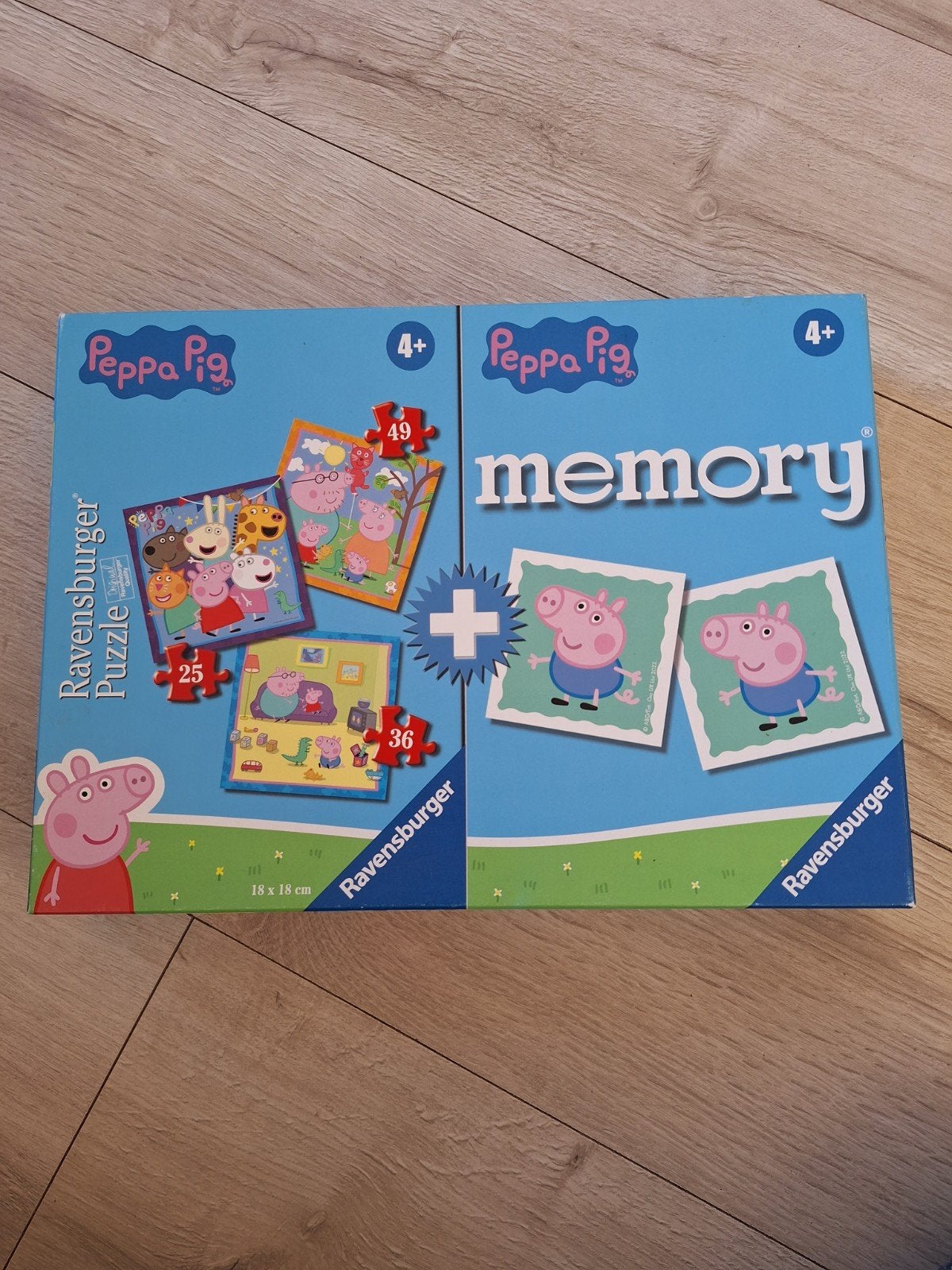 Ravensburger Peppa Pig 3-in-1 Puzzel & Memory Set, Ophalen of Verzenden, 10 tot 50 stukjes, Zo goed als nieuw