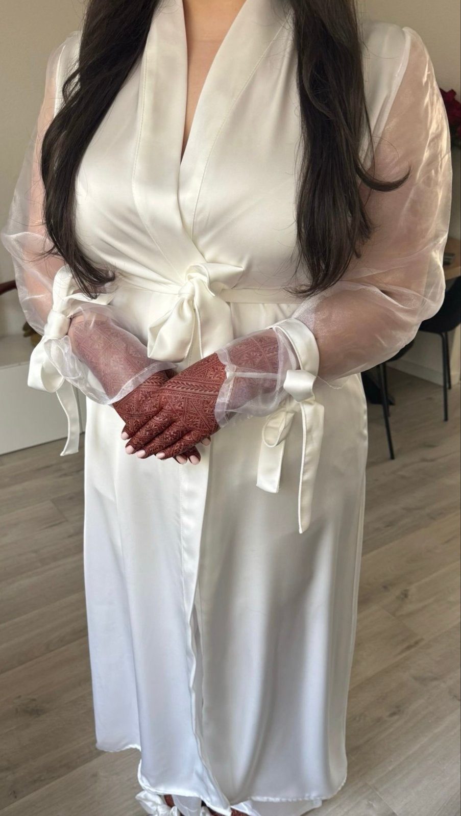 Bruidskimono/bridalkimono van Ya Layaali - Maat L, Ophalen of Verzenden, Zo goed als nieuw, Wit, Accessoires