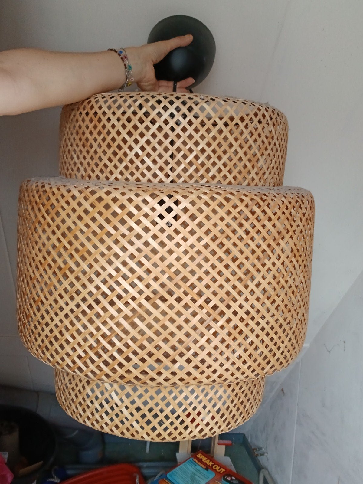 Ikea rieten rotan lamp, Ophalen, 25 tot 50 cm, Beige, Boho