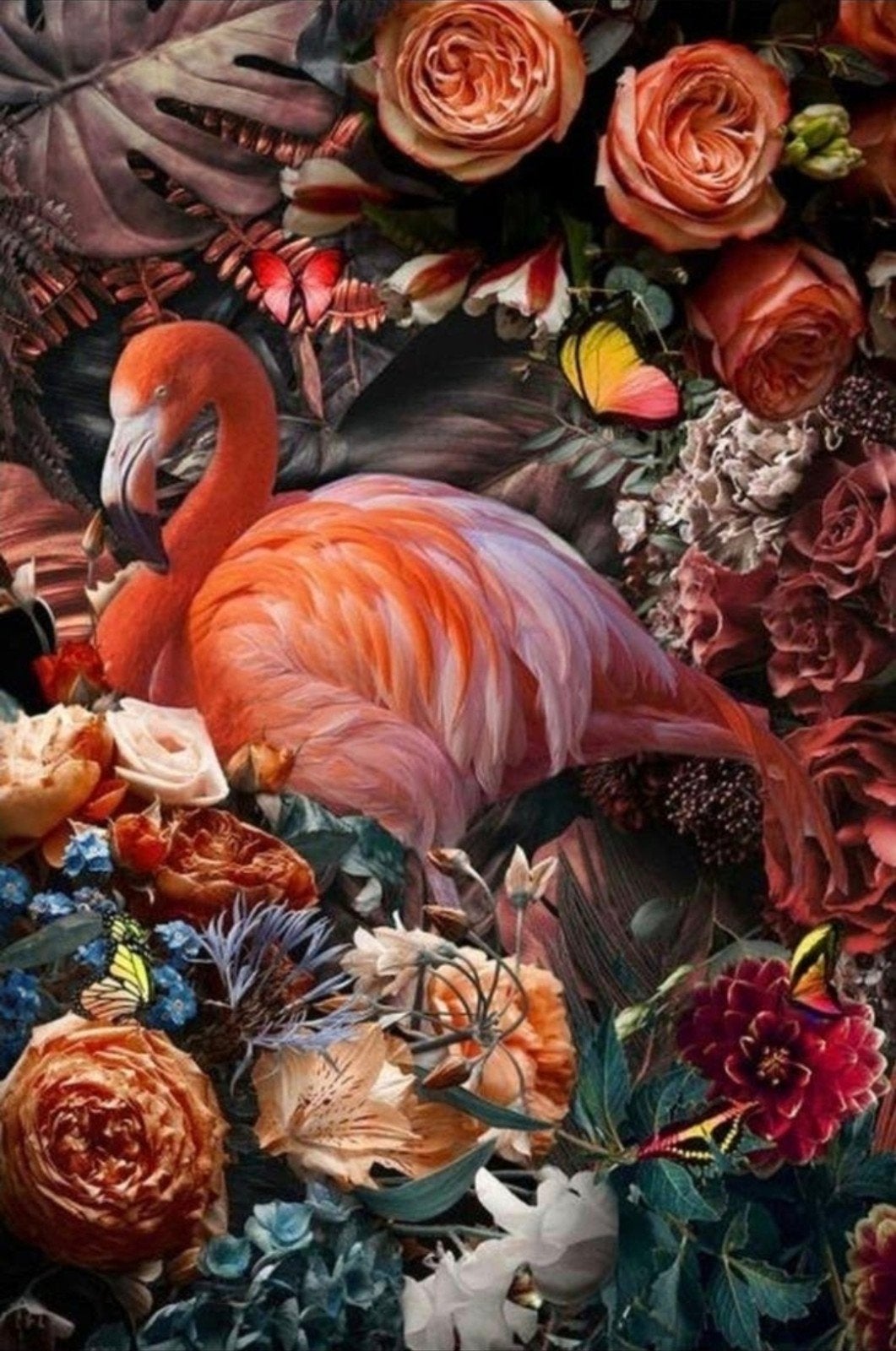 Prachtig glazen schilderij "De Flamingo" - 120x80 cm, Ophalen, 125 cm of meer, Zo goed als nieuw, Schilderij