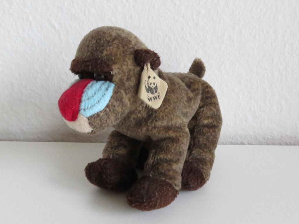 WNF Baviaan of Mandril Aap knuffel, (apen pluche), Kinderen en Baby's, Speelgoed | Knuffels en Pluche, Ophalen of Verzenden, Zo goed als nieuw