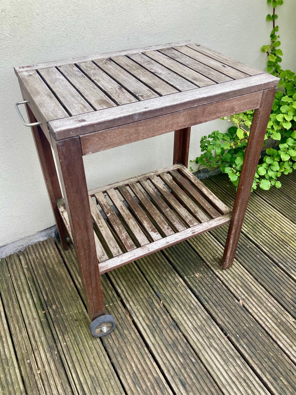 Tuintafel wielen, Tuin en Terras, Ophalen, Zo goed als nieuw, Rechthoekig, Hout