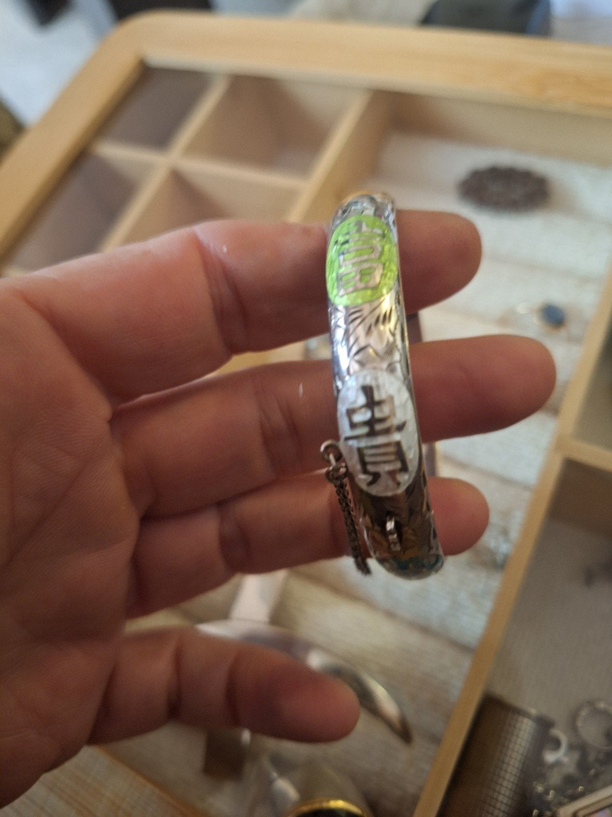 Chinese zilver en emaille geluksarmband, Sieraden, Tassen en Uiterlijk, Verzenden