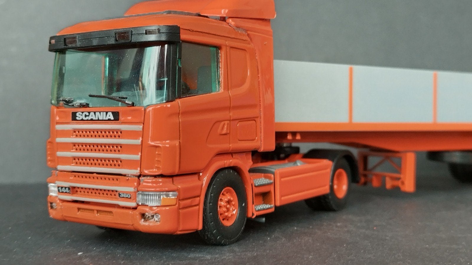 Scania 144 G Open trailer 1:50 Tekno Pol, Hobby en Vrije tijd, Verzenden, ., Tekno, Zo goed als nieuw