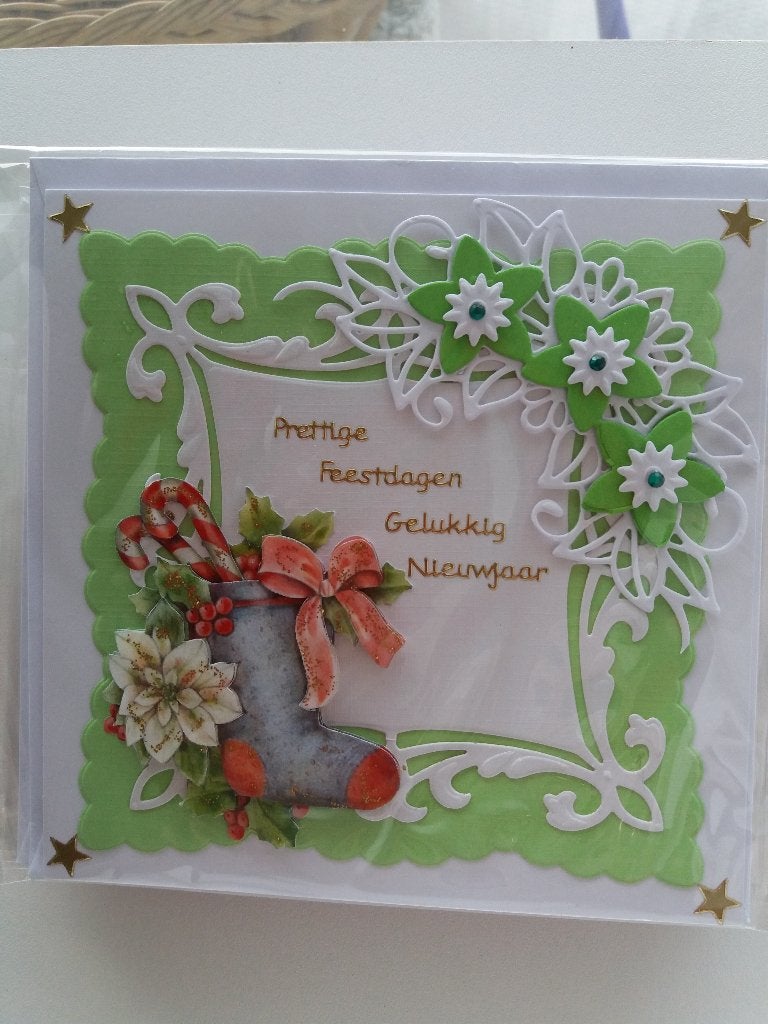 Kerstkaartje met kerst sok. no. 224, Ophalen of Verzenden, Nieuw, Kerst