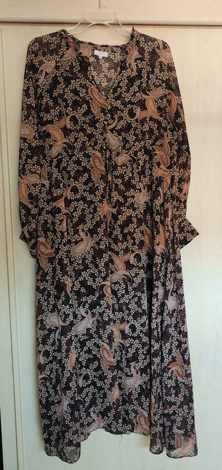 Vintage jurk - Paisley Print - Maat XL, Bruin, Maat 46/48 (XL) of groter, Ophalen of Verzenden, Kilky