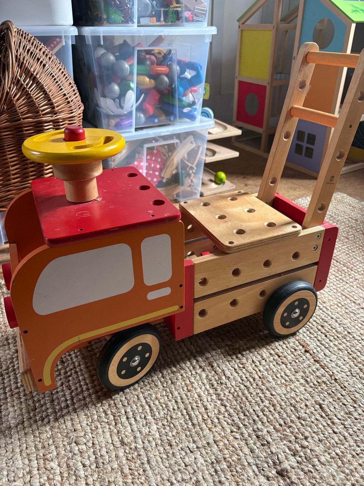 I'm Toy Houten Brandweerwagen / Loopwagen met Gereedschap, Kinderen en Baby's, Speelgoed | Houten speelgoed, Ophalen, Gebruikt