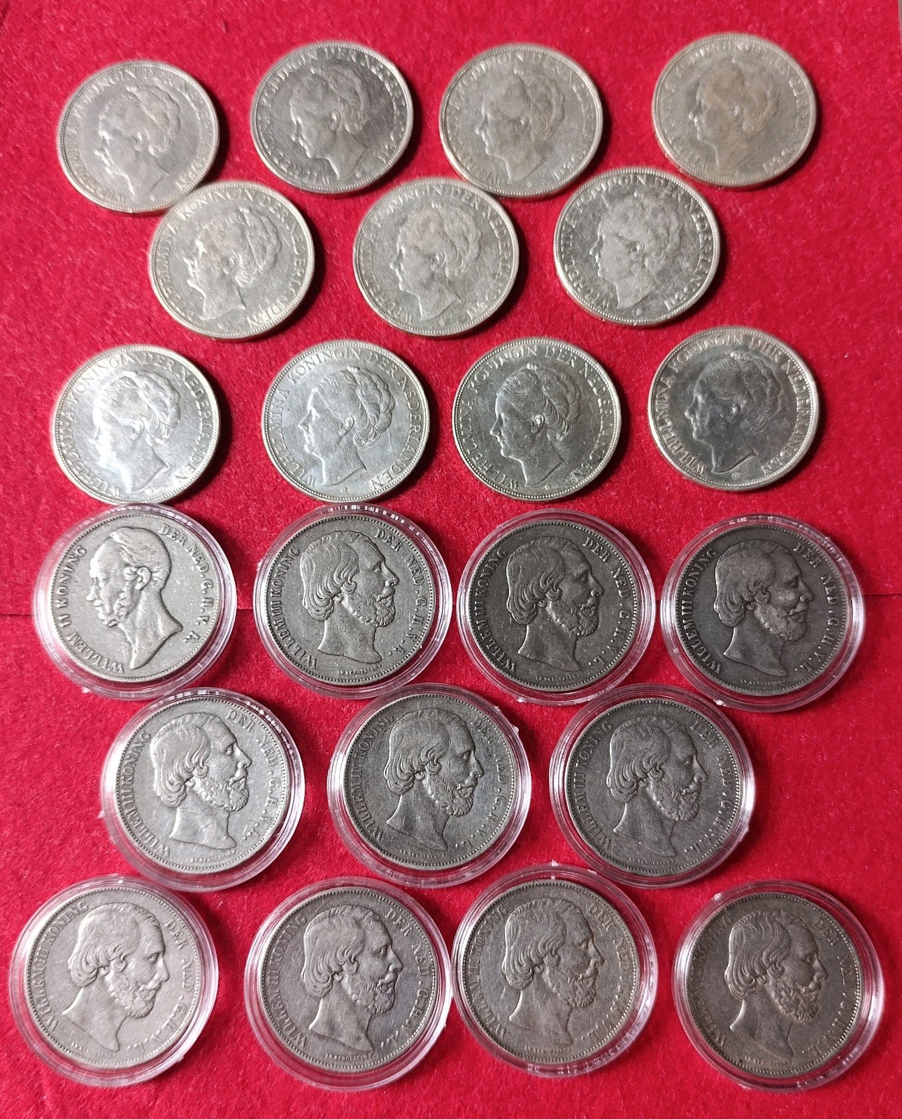 Verzameling Zeer Fraaie Rijksdaalders Willem & Wilhelmina, Koning Willem III, Setje, Zilver, Ophalen of Verzenden
