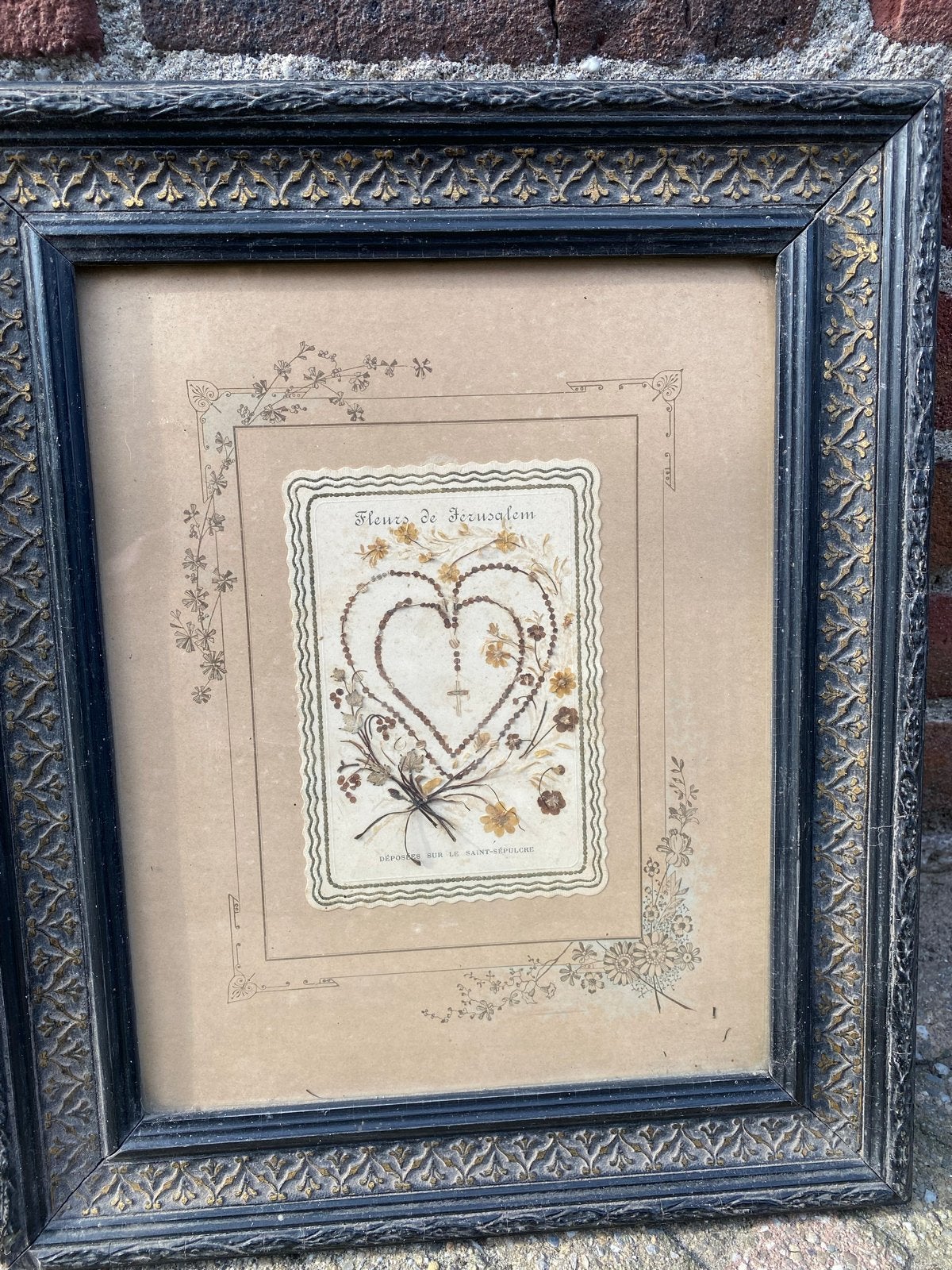Antieke ingelijste Fleurs de Jérusalem-afbeelding, Ophalen of Verzenden