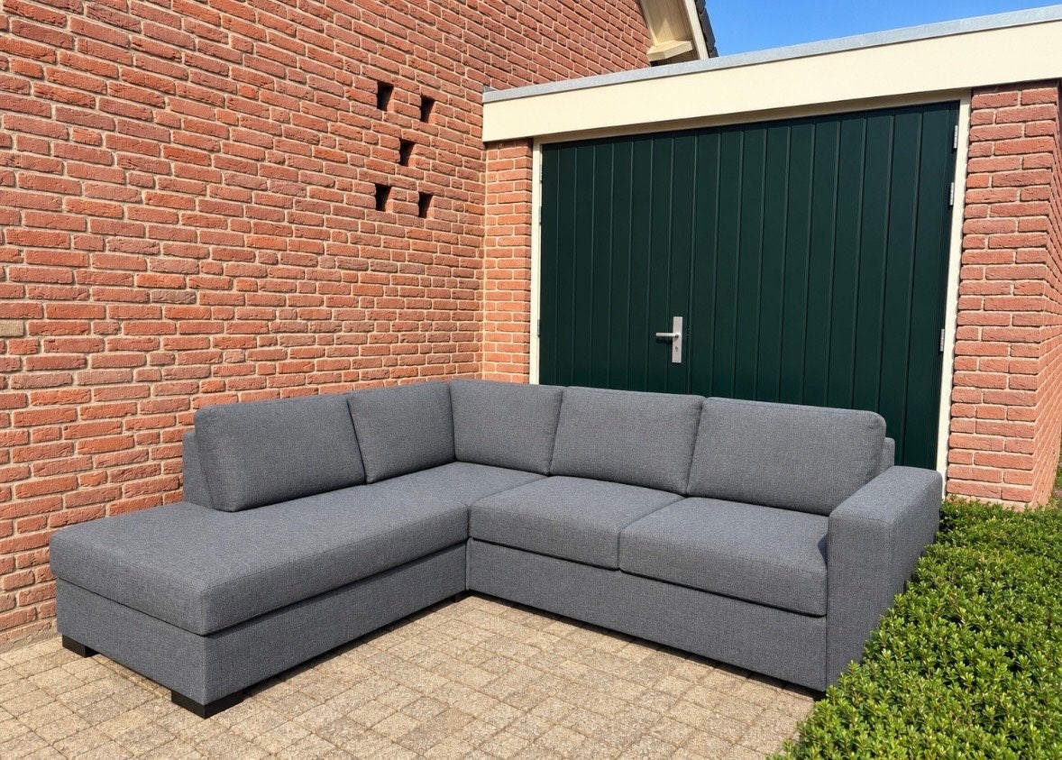 Grijze hoekbank met opbergruimte - Zo goed als nieuw, Ophalen, 250 tot 300 cm, Hoekbank, Zo goed als nieuw