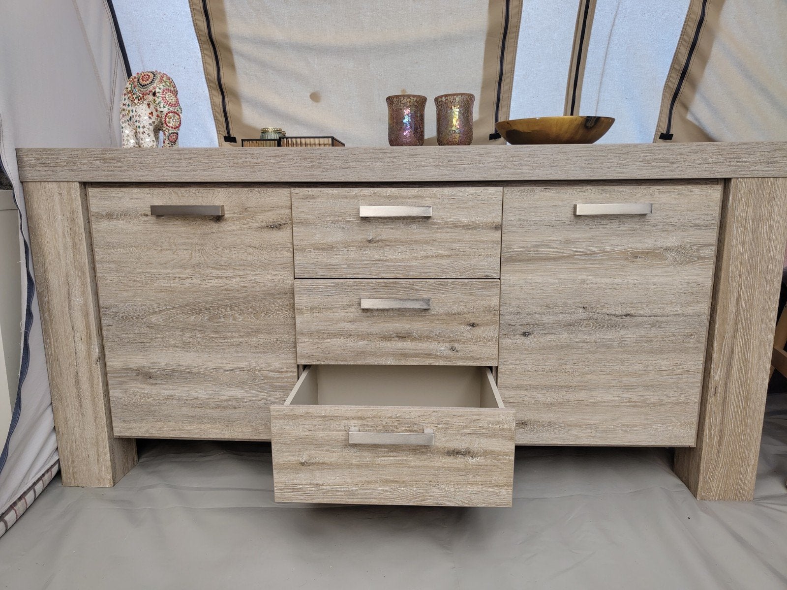 Dressoir/tv-meubel en bureau, Ophalen, Gebruikt, Met lade(s), 25 tot 50 cm