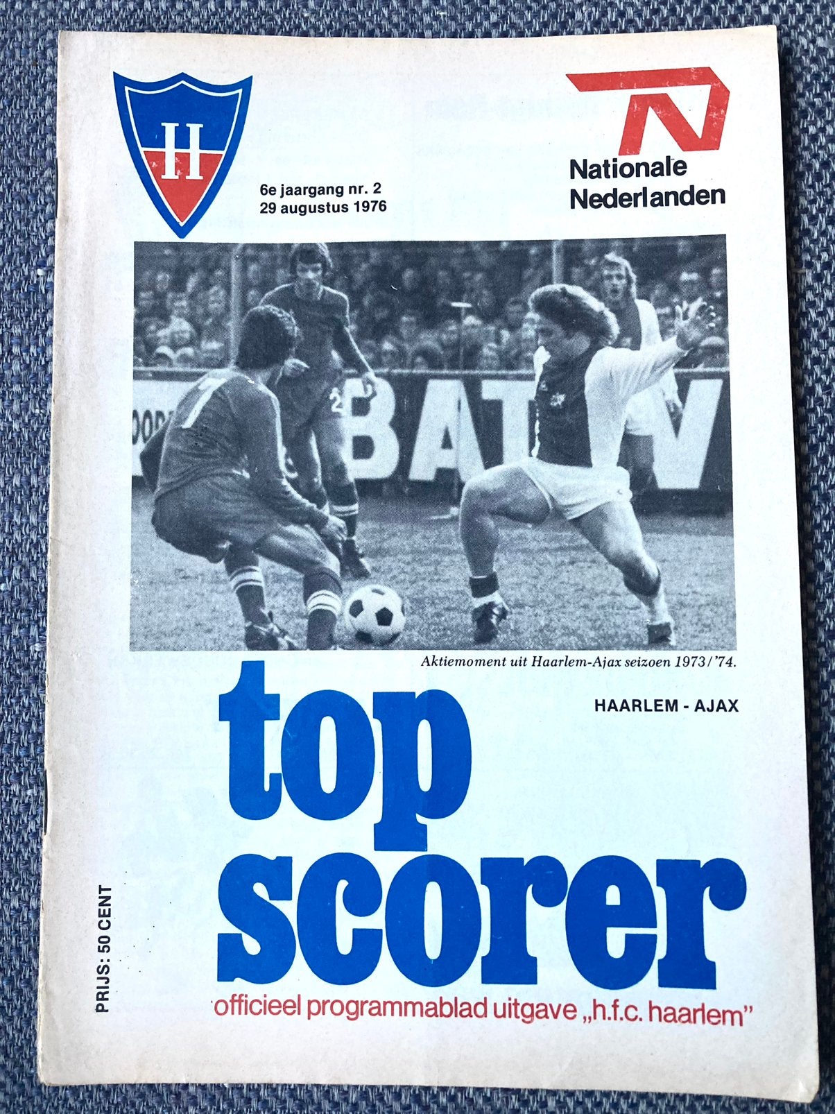 1976 HFC Haarlem-Ajax programma, Ophalen of Verzenden, Gebruikt, Ajax
