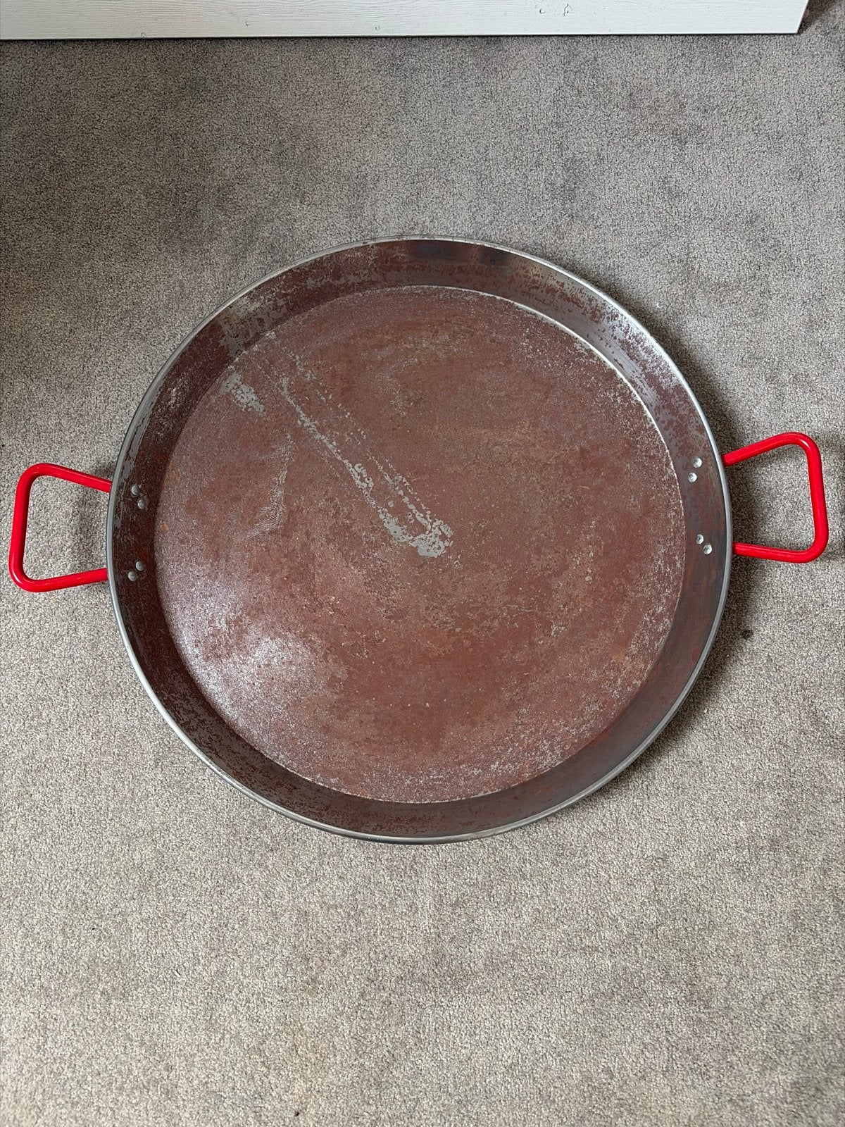 Grote Paella Pan met Rode Handvatten 60cm, Ophalen, Metaal, Rood, Overige typen