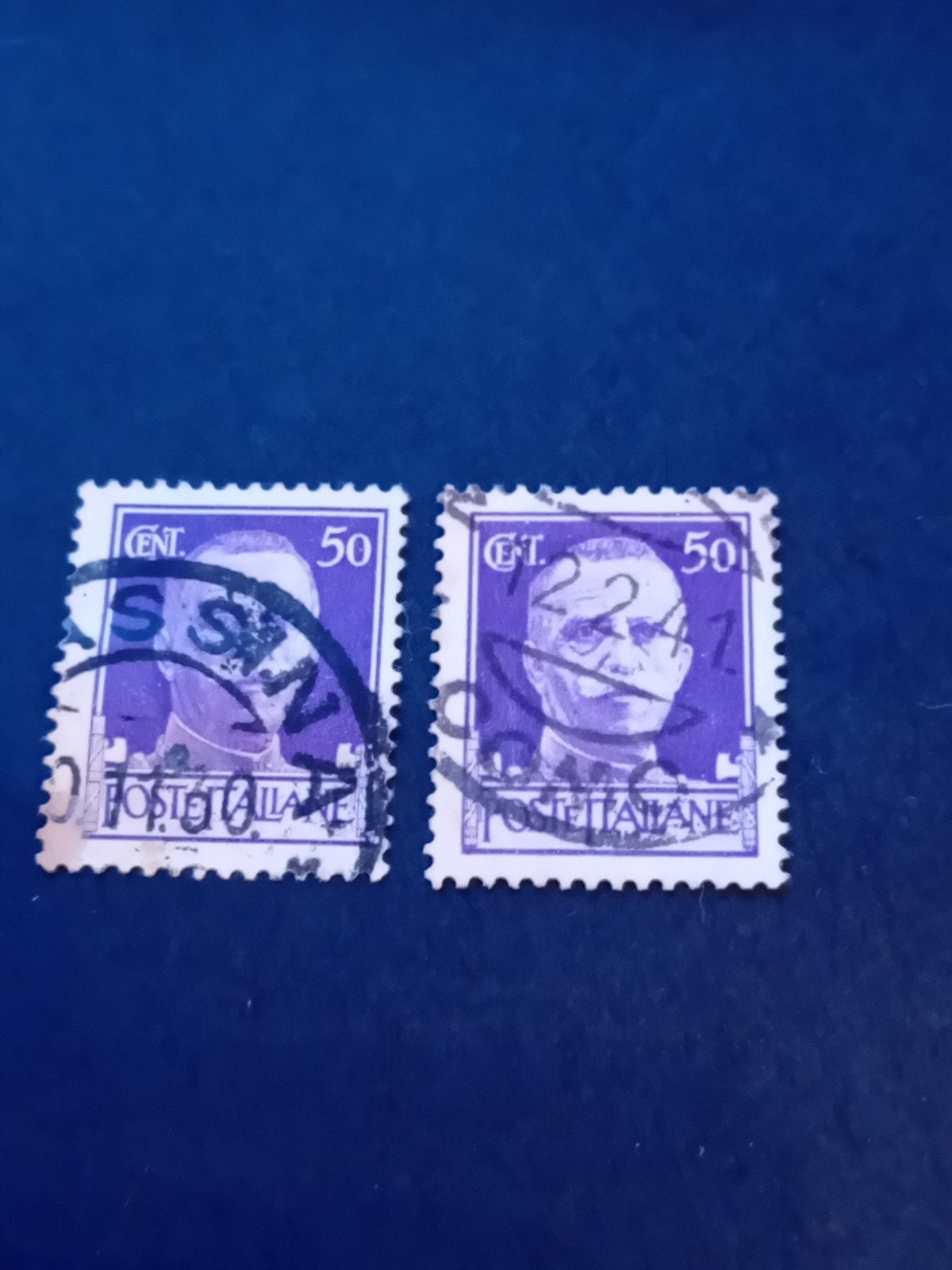2 Gestempelde Italiaanse Postzegels 50 Cent, Postzegels en Munten, Postzegels | Europa | Italië, Ophalen of Verzenden