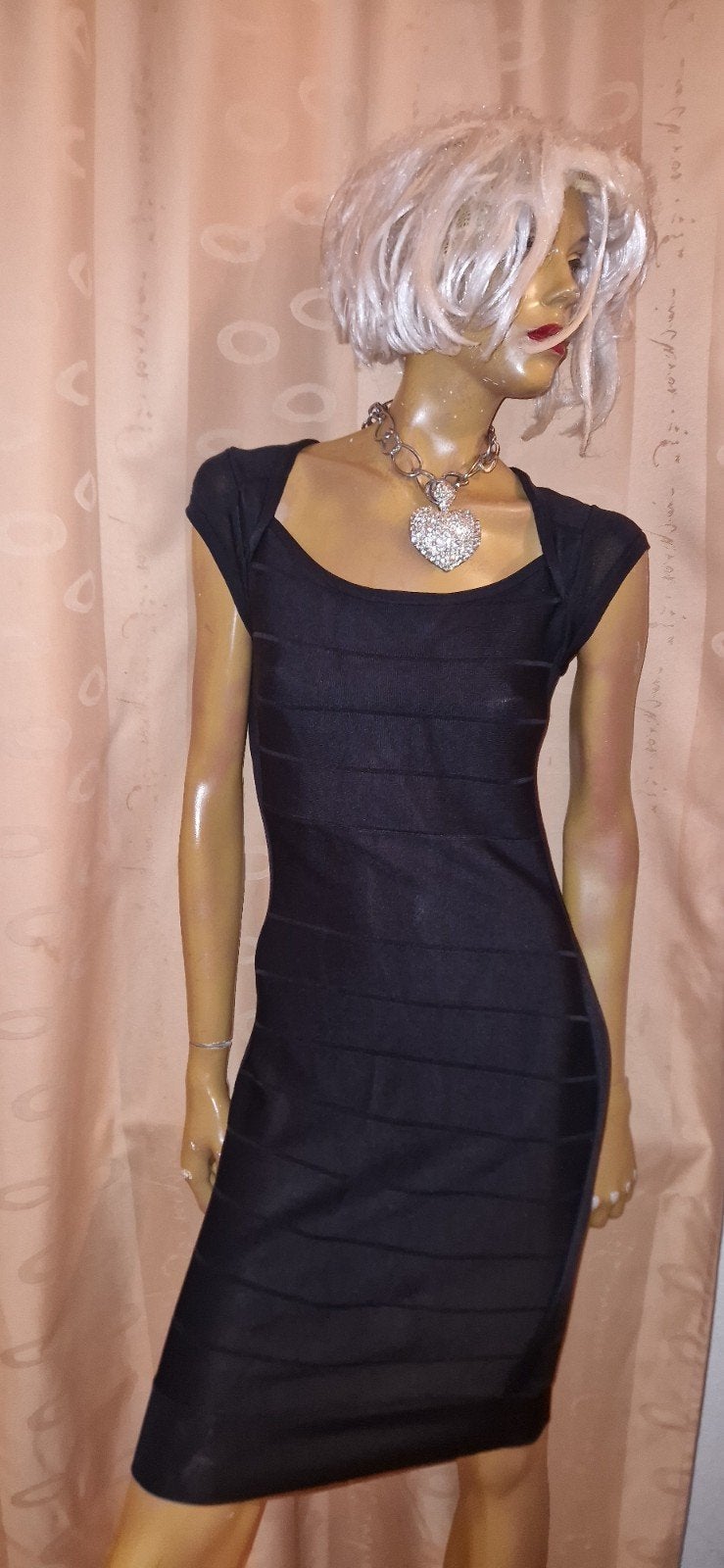 Elegant Zwart Bandage Jurkje - styles by steps Maat S, Zwart, Ophalen of Verzenden, Zo goed als nieuw, Knielengte