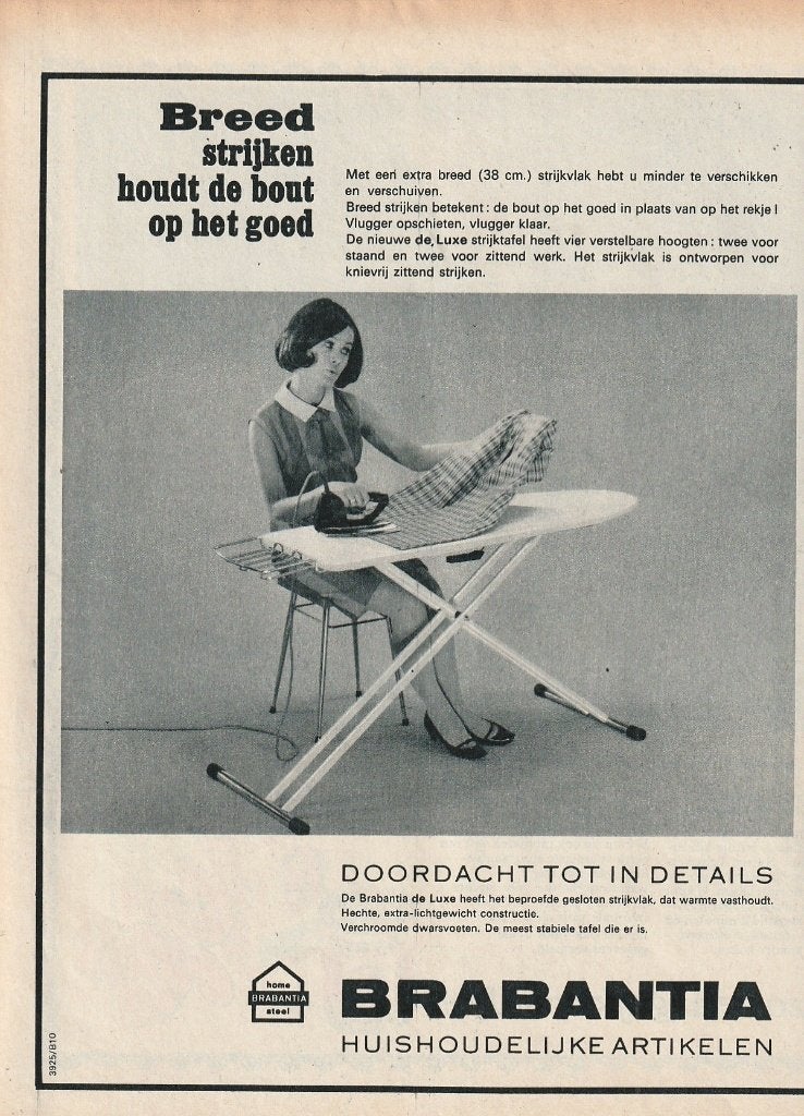 Retro reclame 1966 Brabantia strijkplank breed strijken, Verzenden, Overige typen