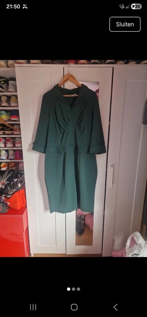 Miss Candyfloss Pencil Jurk - Vintage Stijl Groen, Kleding | Dames, Maat 46/48 (XL) of groter, Miss Candyfloss, Ophalen of Verzenden