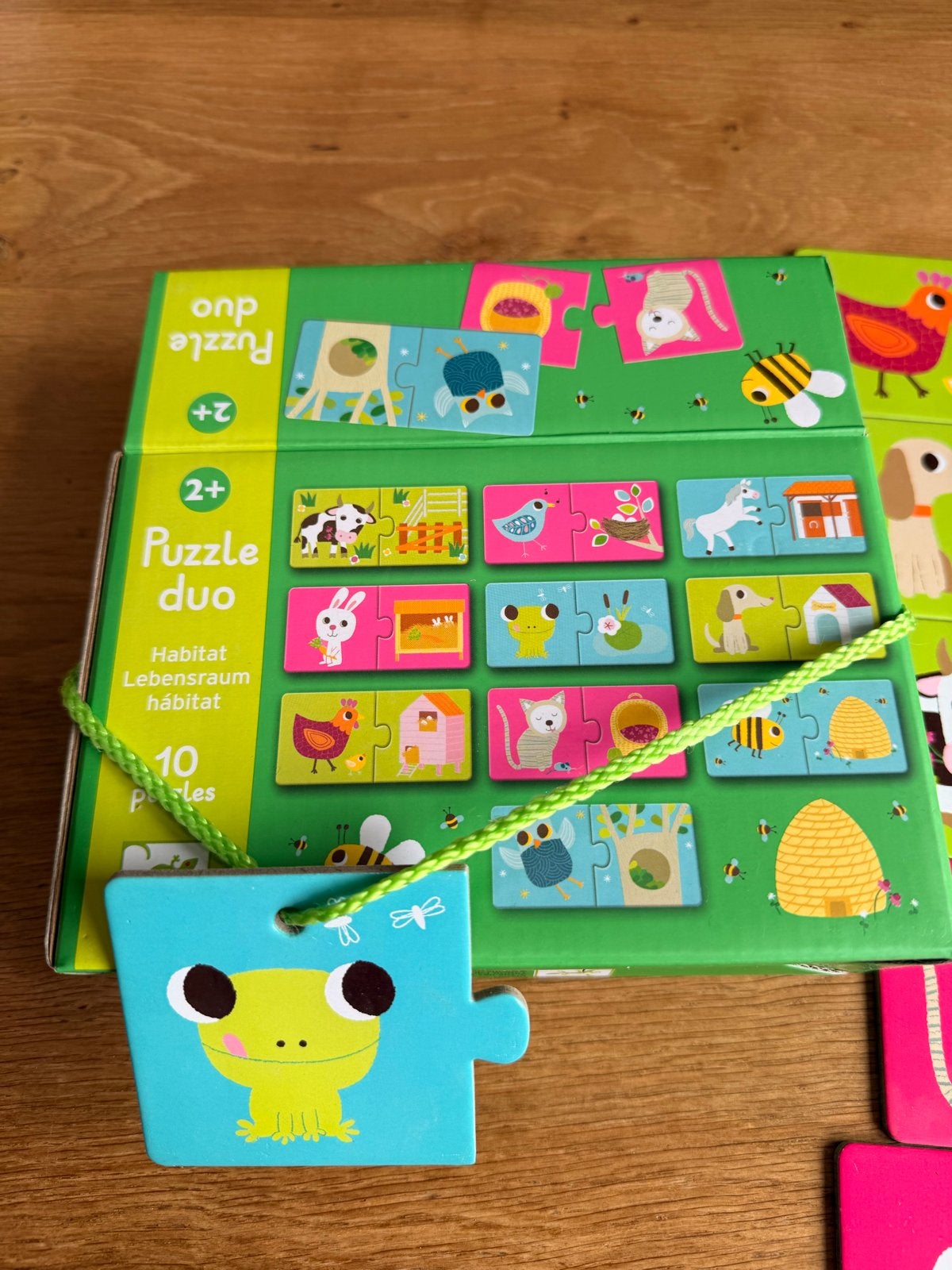 Djeco Puzzle Duo Habitat - Dieren en hun huisjes, Ophalen of Verzenden, 10 tot 50 stukjes, Zo goed als nieuw, 2 tot 4 jaar