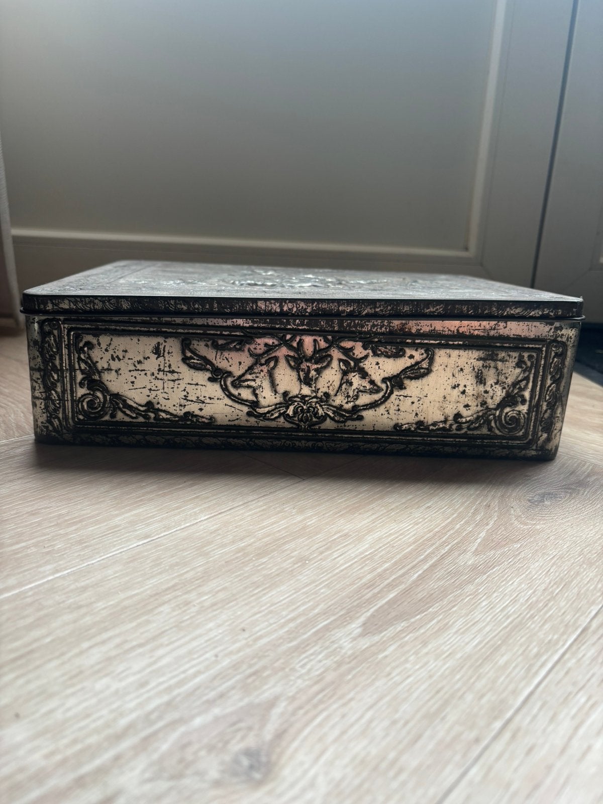 Set van 2 vintage blikjes / opbergblikken – decoratief, Ophalen of Verzenden, Gebruikt, Bruin