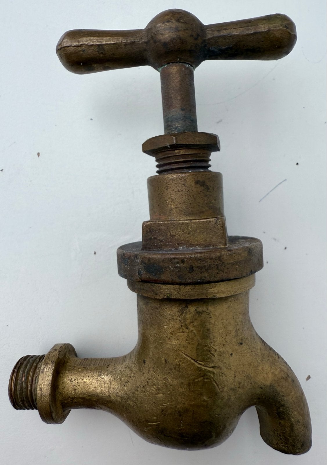 Antieke Messing Kraan - Wand Uitloop 5,5cm🚰, Ophalen