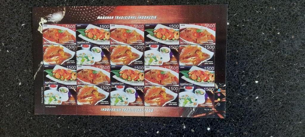 Indonesië: Compleet Souvenirvel - Traditioneel Eten, Ophalen of Verzenden, Postfris, Zuidoost-Azië