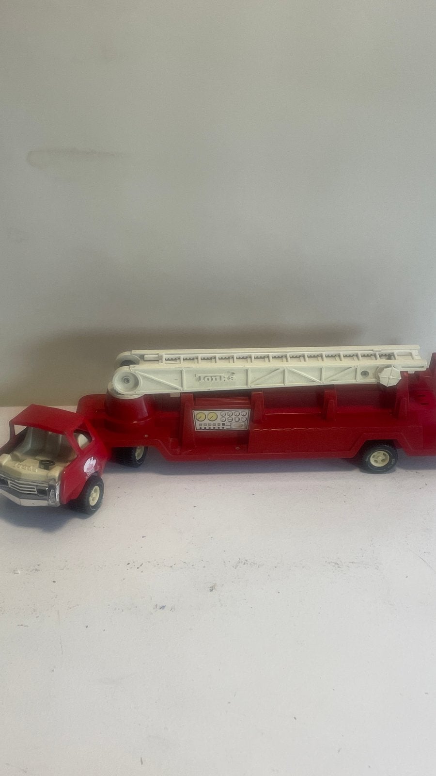 Vintage Tonka Brandweerwagen met Ladder - Rood, Ophalen of Verzenden, Gebruikt